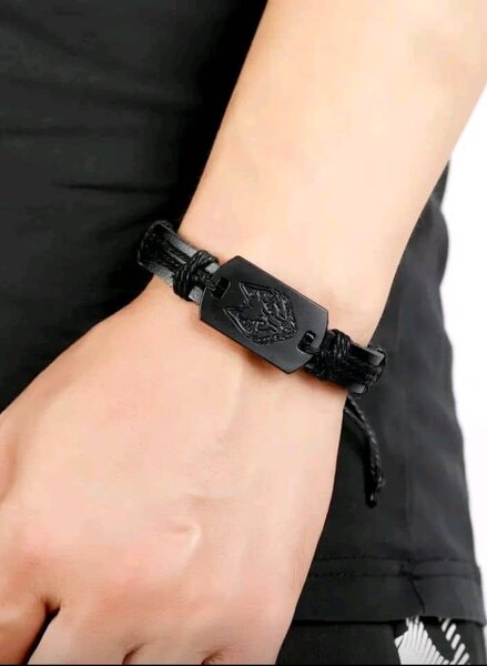 Bracelet en cuir homme noir