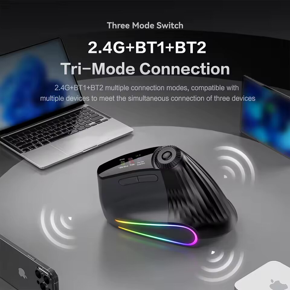 Souris Ergonomique Tri-Mode RGB