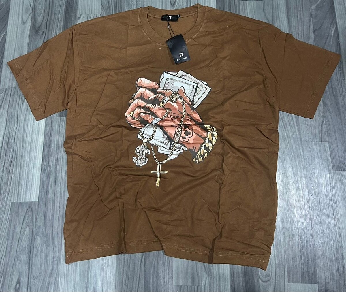 T-shirt unisexe brun tendance