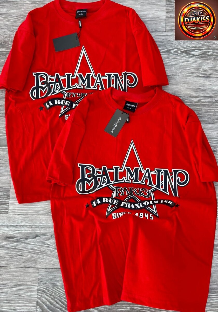 T-shirt rouge Balmain Paris