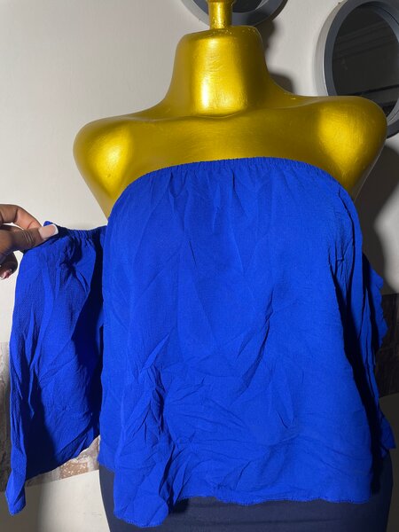 Top bandeau bleu femme