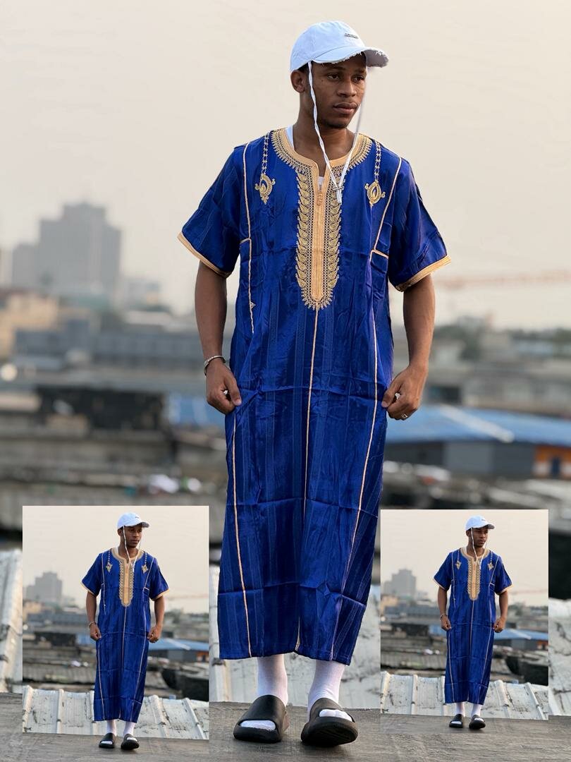 Caftan homme bleu et noir pour Ramadan