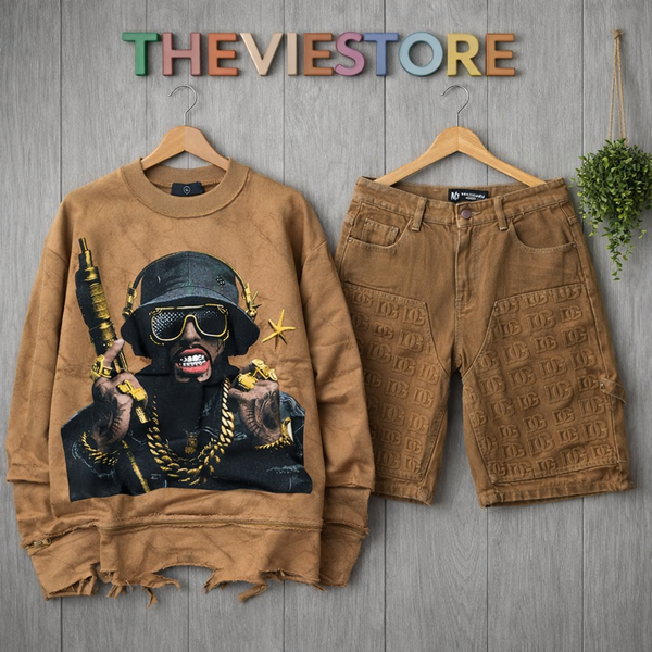 Sweat-shirt marron avec imprimé - THEVIESTORE