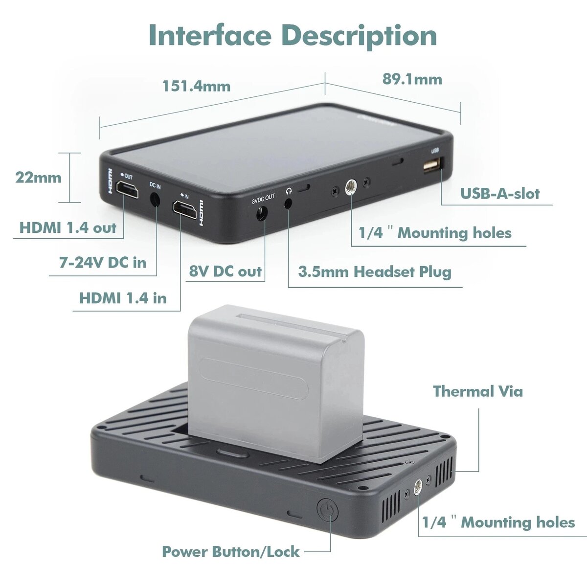 Moniteur 4K 3D Lut 5,5 pouces