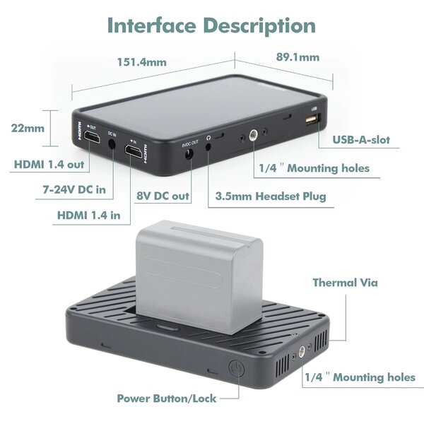 Moniteur 4K 3D Lut 5,5 pouces