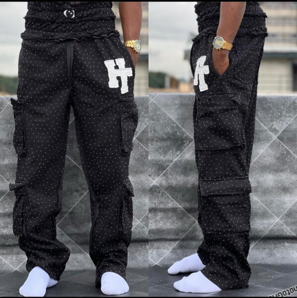 Pantalon cargo noir pour homme