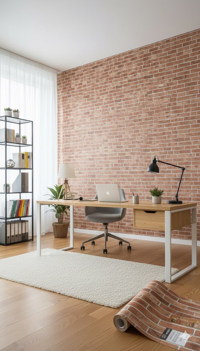 Papier peint effet brique