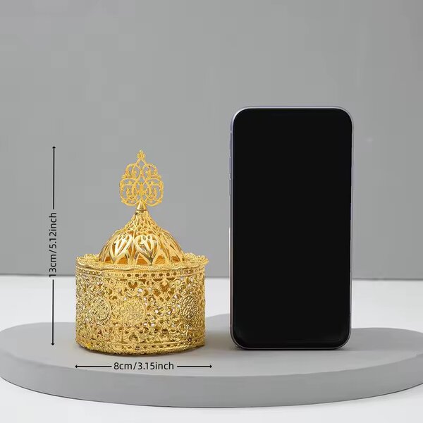 Boîte de rangement décorative en métal doré