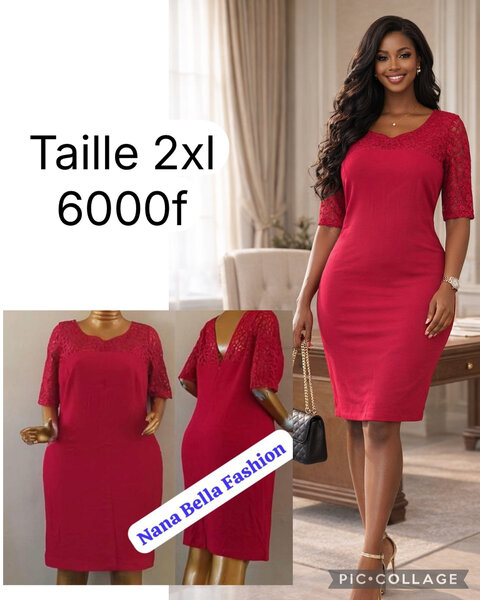 Robe Rouge Élégante Dentelle