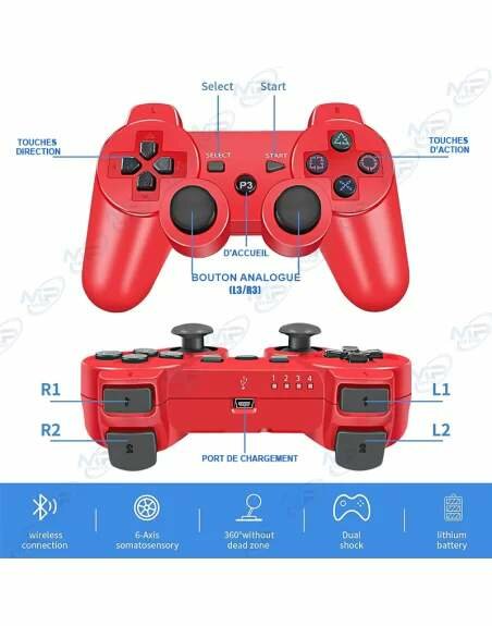 Manette PS3 Rouge Sans Fil