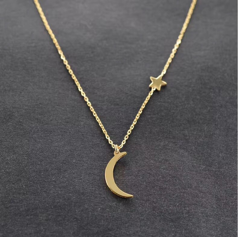 Collier Lune Étoile Argent