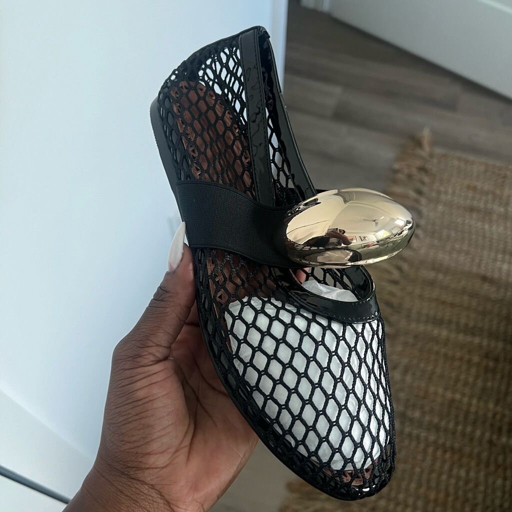 Mules en maille métallique dorée