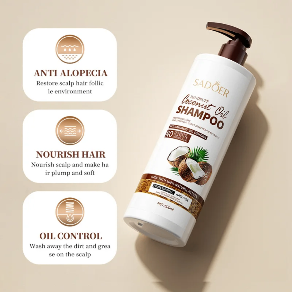 Shampoo à l'huile de coco antidandruff
