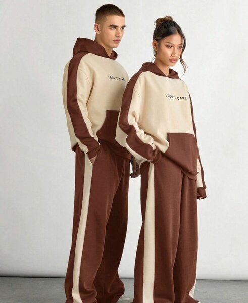 Ensemble survêtement marron et beige