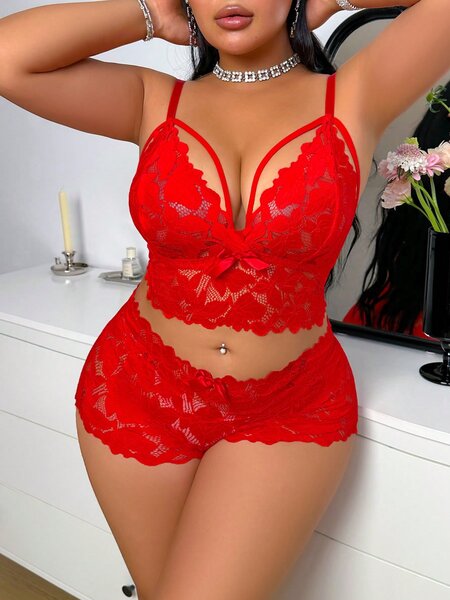 Ensemble lingerie rouge dentelle