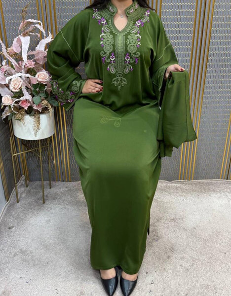 Robe Caftan Vert Élégant