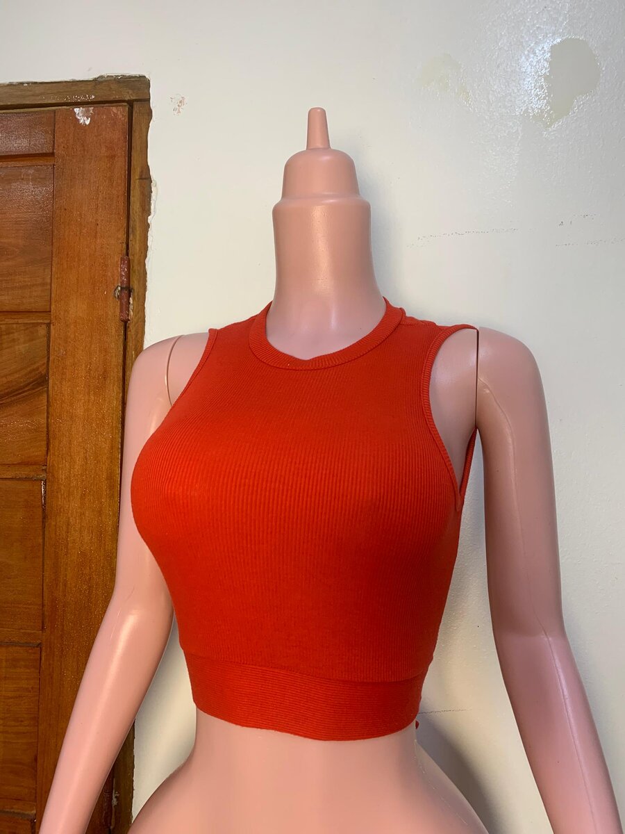 Top court rouge sans manches