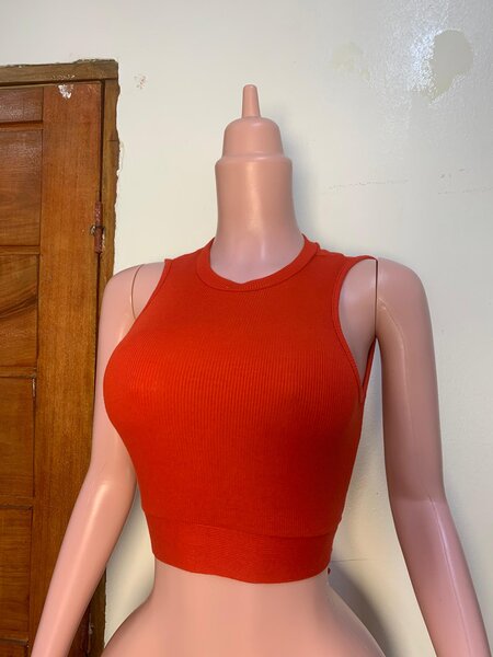 Top court rouge sans manches