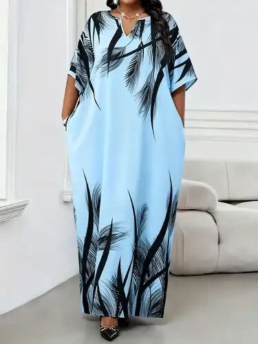 Robe Caftan Imprimé Palmiers