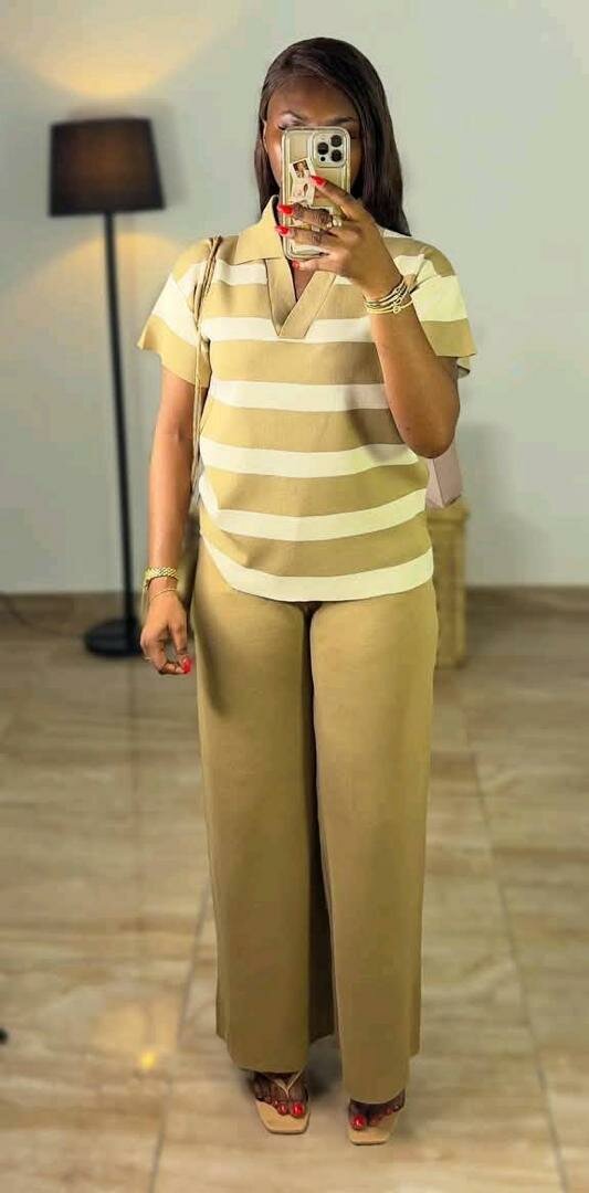 Ensemble rayé chic femme