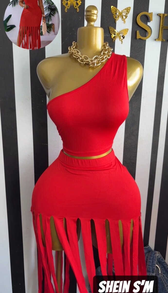 Robe asymétrique à franges