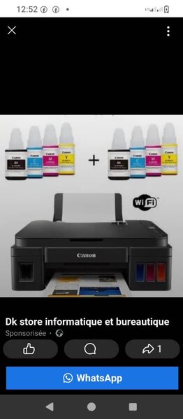 Imprimante Canon WiFi avec encres