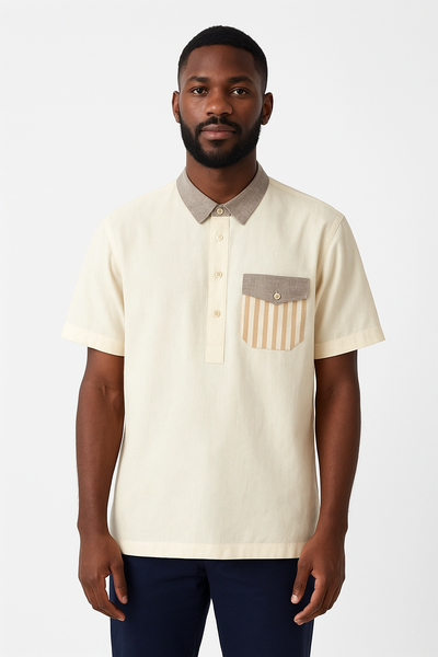 Polo homme beige et marron