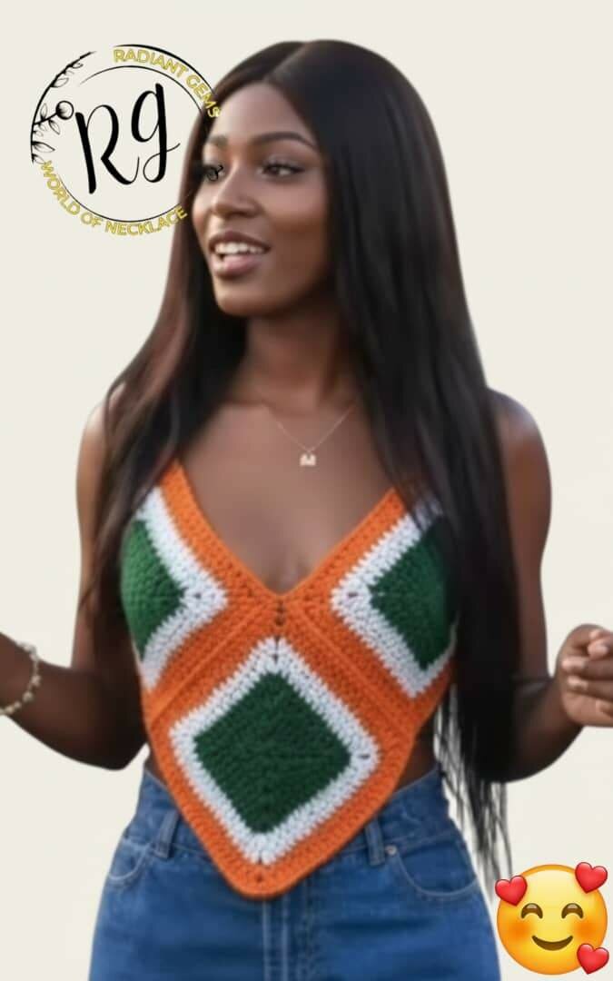 Top crochet coloré féminin