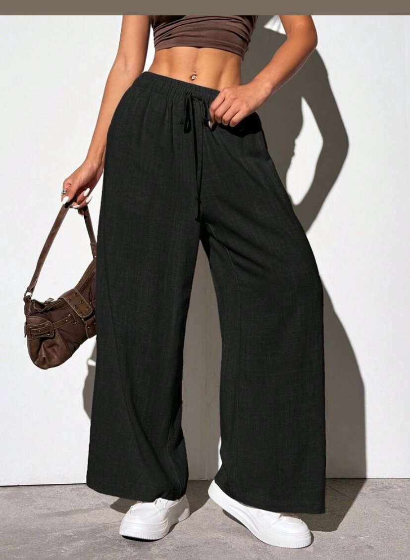 Pantalon lain cassé noir