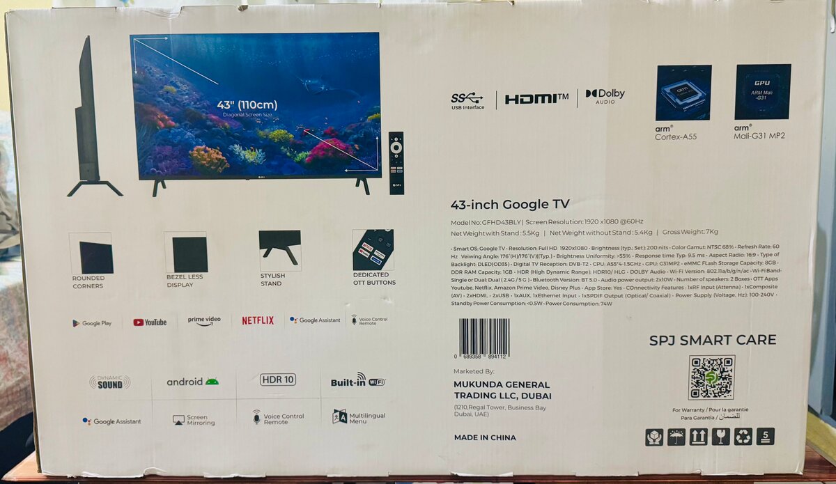 TV LED 43" SPJ Google TV