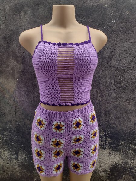 Ensemble crochet violet pour femme