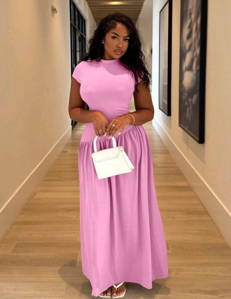 Robe longue élégante rose