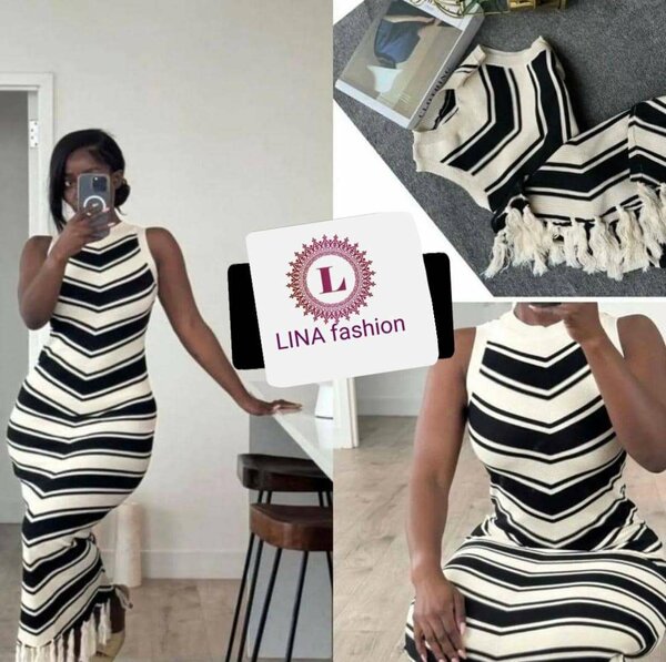 Robe Longue Rayée Élégante