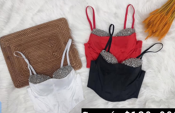 Sequin Satin Corset Top