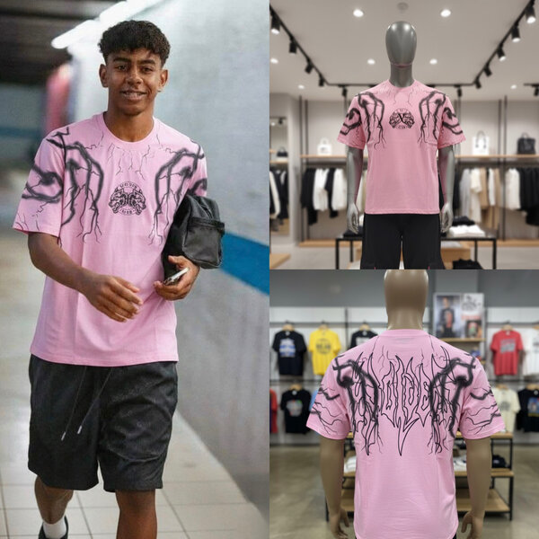 T-shirt rose graffiti homme