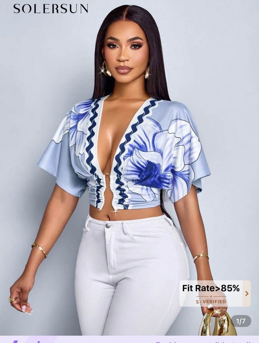 Haut court fleuri ajustable