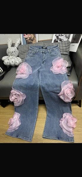 Jeans décoratifs à fleurs