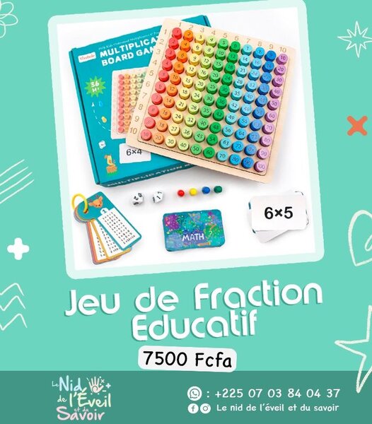 Jeu éducatif fractions bois