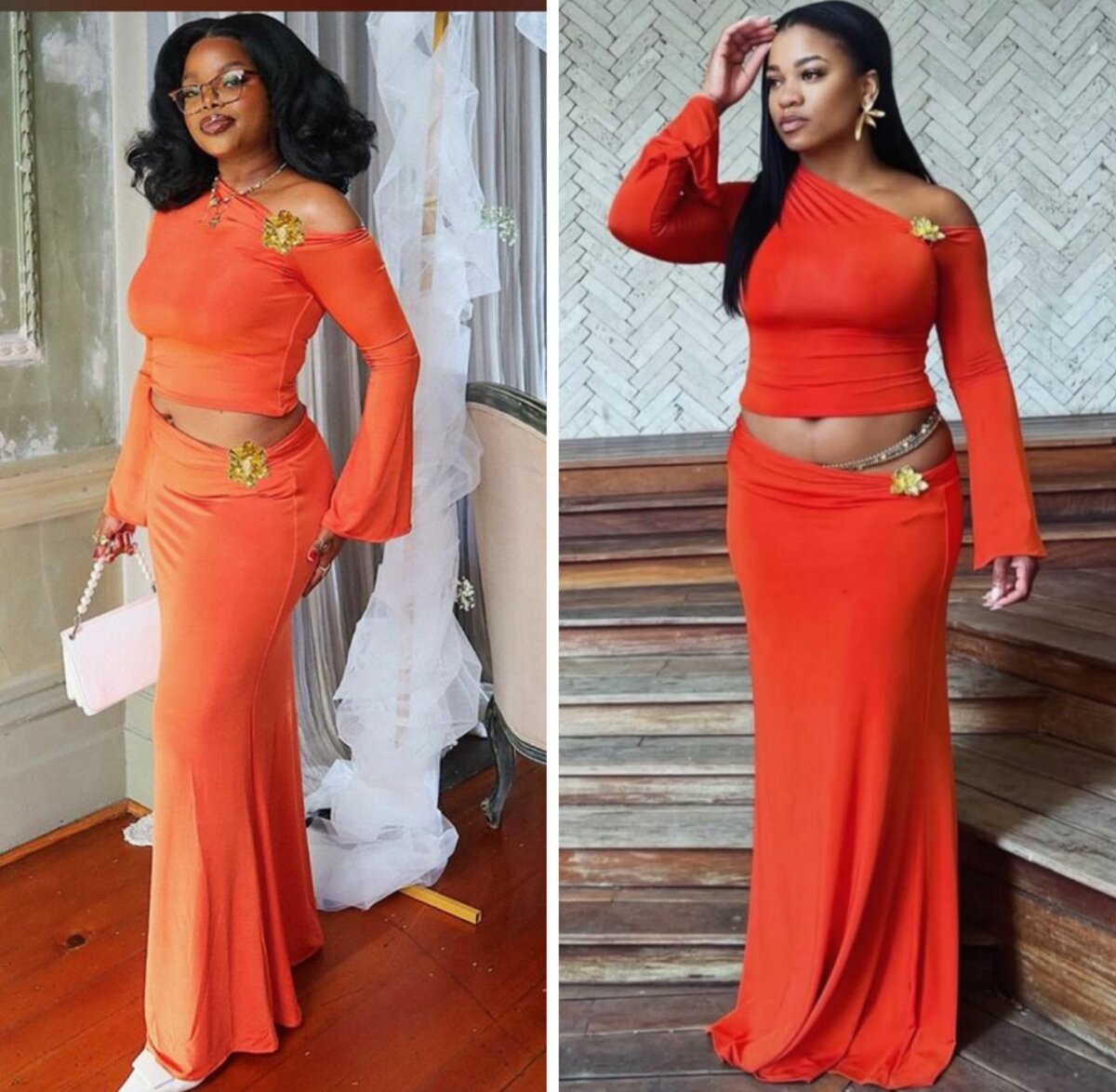 Ensemble élégant orange femme