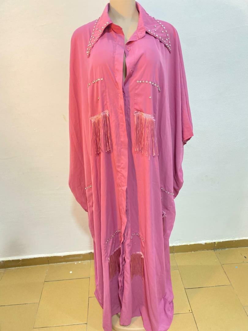 Robe kaftan rose élégante