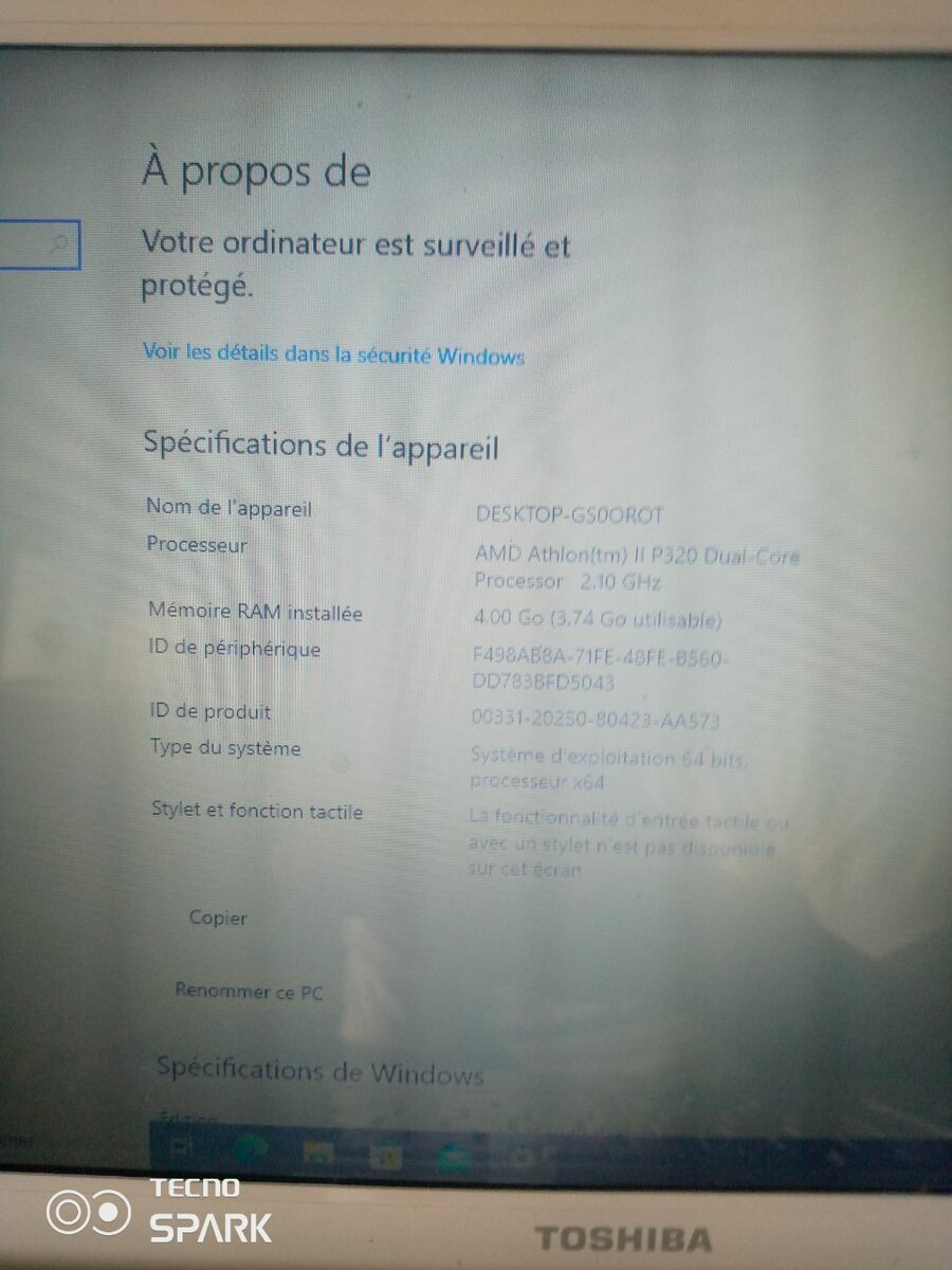 Ordinateur Portable Toshiba Blanc