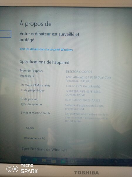 Ordinateur Portable Toshiba Blanc