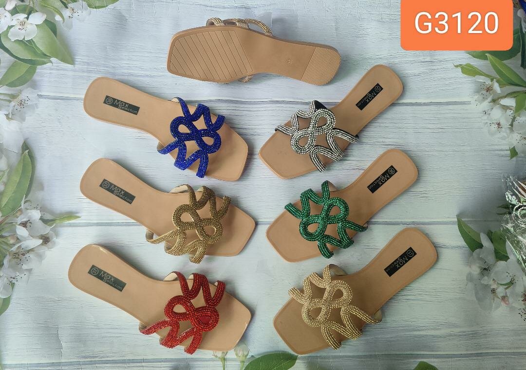 Sandales plates colorées en strass