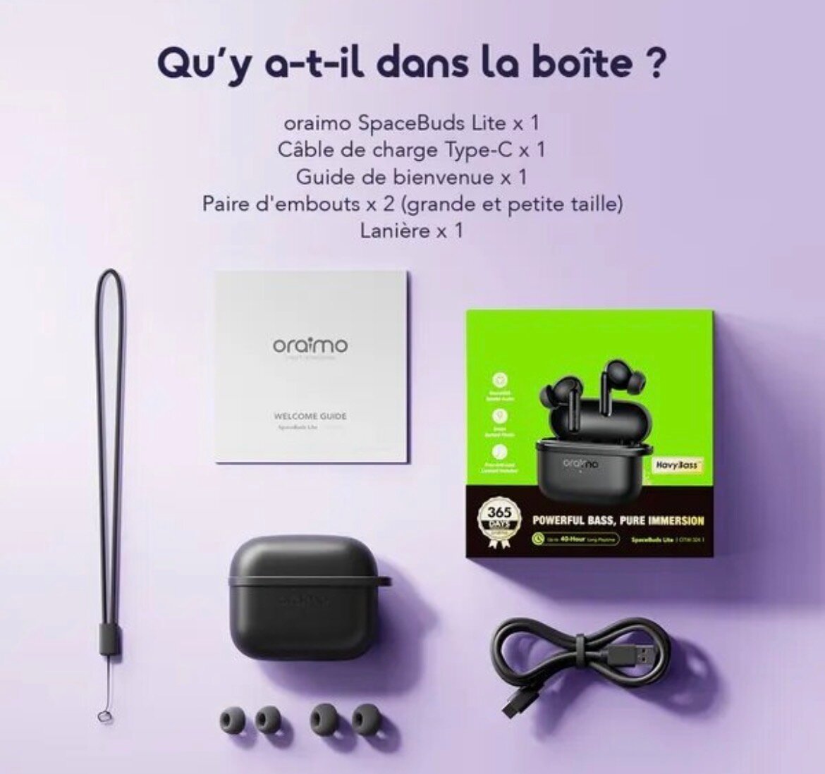 Écouteurs sans fil oraimo SpaceBuds Lite