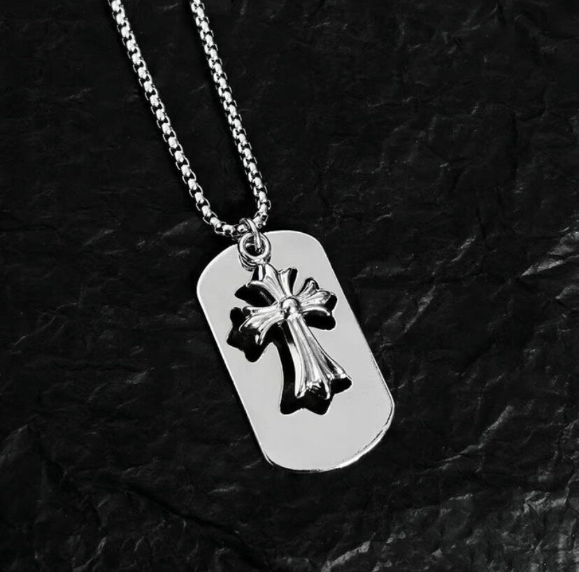 Collier Croix chrome heart