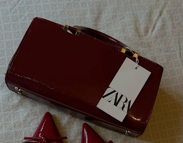 Sac en cuir rouge Zara