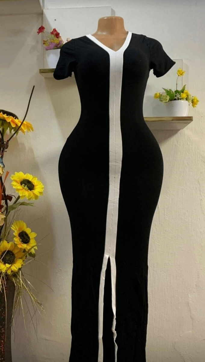 Robe moulante bicolore