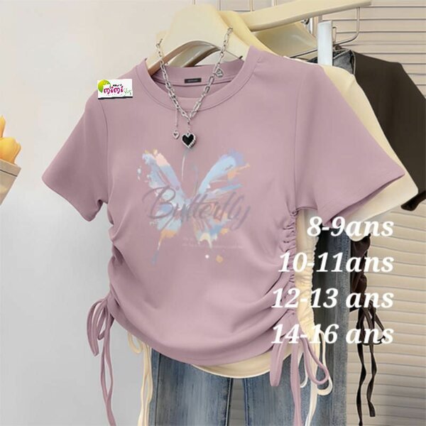 T-shirt fille papillon chic