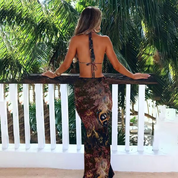 Robe longue à motifs bohèmes