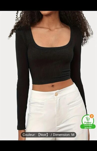 Haut noir à manches longues pour femme